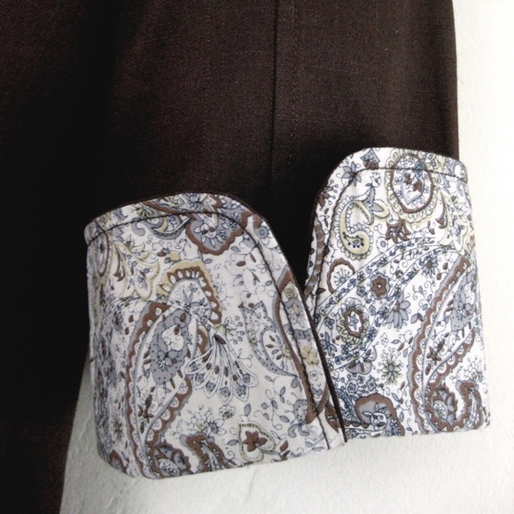 NWT Ruffled shirt jacket XL Cotton bl Brown Paisley Pockets Buttons Fall Swing - Picture 5 of 7